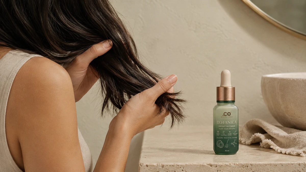 .CO BOTANiCA Coconut Hair Serum lifestyle composition