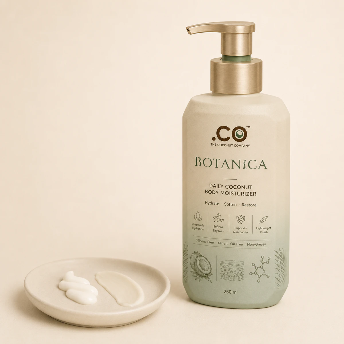 .CO BOTANiCA Coconut Body Moisturizer lifestyle composition